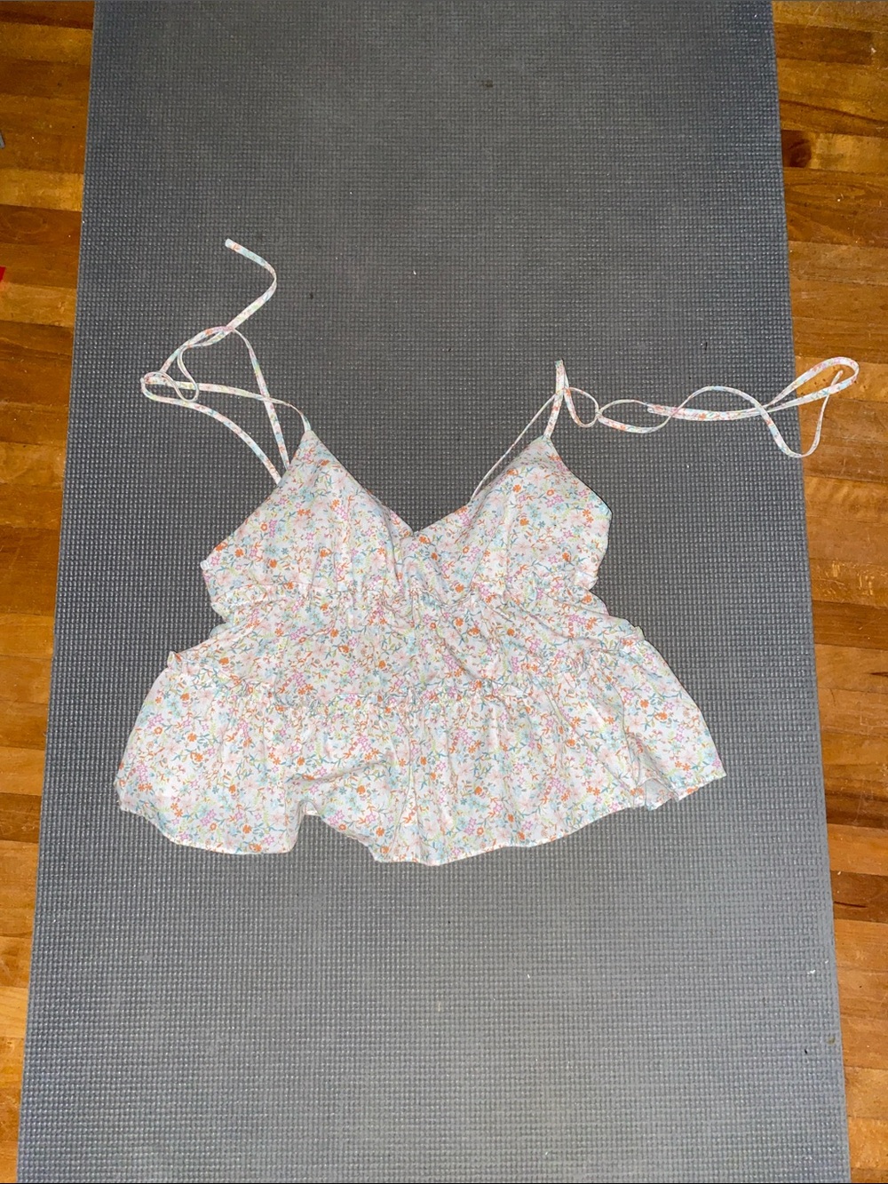 HYFVE Pastel Floral Ruffle Crop Cami in Light Multi